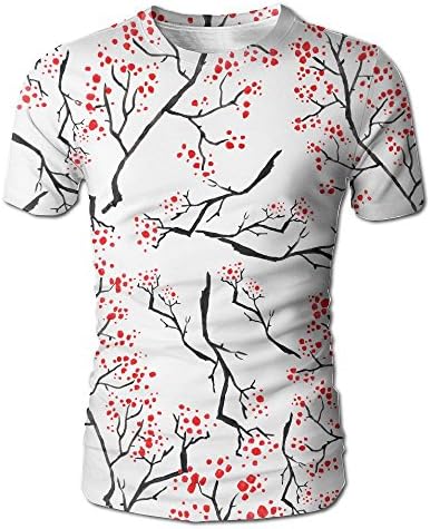 MASAGE Adult Plum Blossom Tees Hipster Print Design Loose T Shirt Mens Tops
