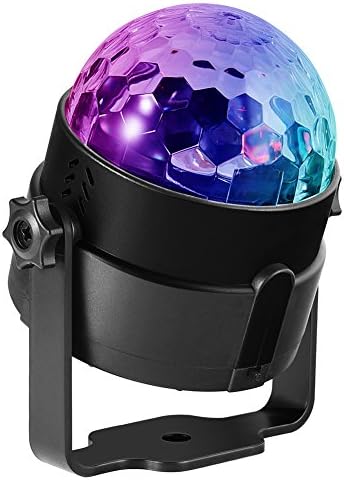 Wireless Party Light Rechargeable DJ Light 4W RGBP (Red/Green/Blue/Purple) LED Disco Ball 7 Modes Stage Light Music Rhythm Activated Atmosphere Light, USB Charge, with Remote Control & Sucker Bracket