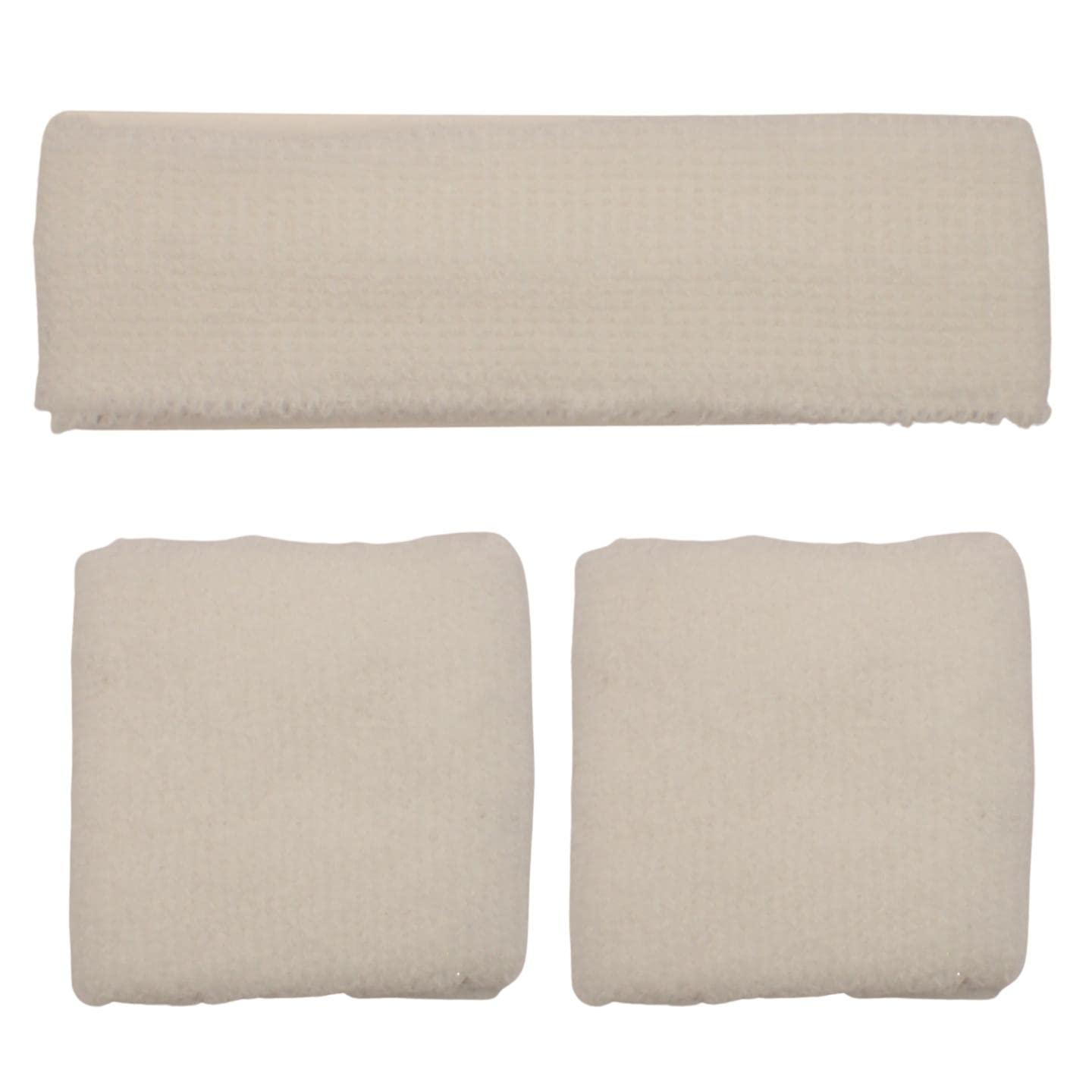 Topkids Accessories 3pcs Unisex Headbands & Wrist Sweatbands for Exercise Set, Colourful Headbands & Sweatbands for Adults & Kids Sports Bands, Fitness Accessories (White)