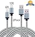 Mribo Nylon Braided Lightning USB Charging Cables for iPhone 6s/ 6s Plus/ 6 Plus/ 6/ 5s/ 5c/ 5, iPad Mini/ Air/ 5 and iPod, 6 Feet and 10 Feet - Gray