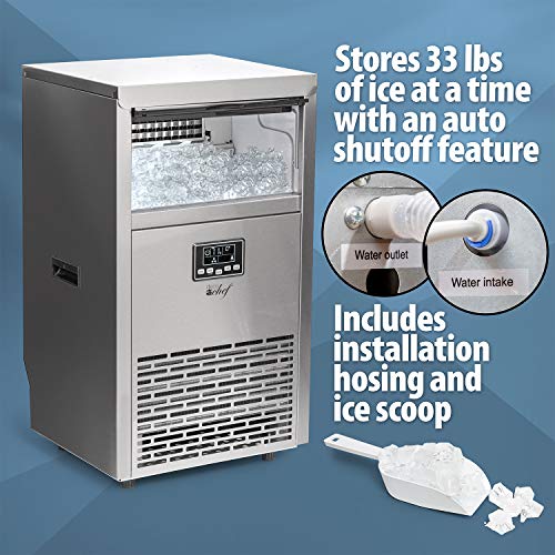 Deco Chef Commercial Ice Maker 99lb Every 24 Hours 33lb Storage