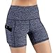 ODODOS High Waist Out Pocket Yoga Short Tummy Control Workout Running Athletic Non See-Through Yoga Shorts,NavyHeather,X-Smallthumb 1