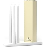 Pickood 10-Inch Tall Dripless Taper Candles Set of 4 - White Tapered Candles, Perfect for Wedding,Dinner - Smokeless, Unscented, Long Burning - Hand Poured, Colored Tall Candlesticks - Blancas