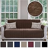 Gorilla Grip Original Velvet Slip Resistant Luxury Sofa Furniture Slipcover Protector, Seat Width Up to 70 Inch Patent Pending, 2 Inch Straps, Hook, Couch Furniture Cover for Kids, Sofa, Chocolate