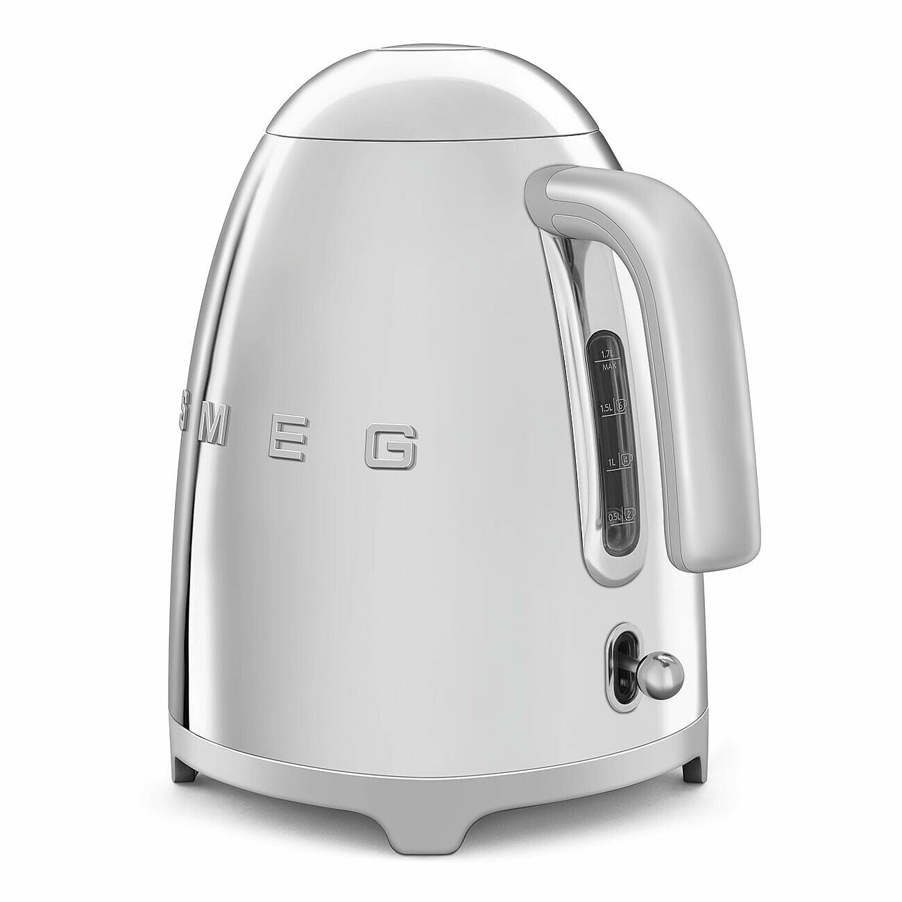 Hervidor de agua eléctrico SMEG estilo retro de los años 50 con apagado automático, base extraíble e indicador de agua, KLF03SSUS, acero inoxidable pulido