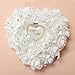 Yosoo Wedding Pillow Heart Box Feeling of Romance with Ribbon Pearl Wedding Ceremony for Wedding Supplies Gift 15cm x 13cm / 6inch x 5.12inch White