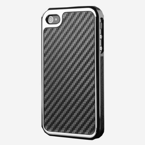Carbon Fiber Chrome for Apple iPhone 4 4s 4g 4gs, Black