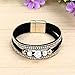 DDLBiz Women Fashion Crystal Beaded Multilayer Bangle Bracelet Leather Magnetic Wristband (Black)