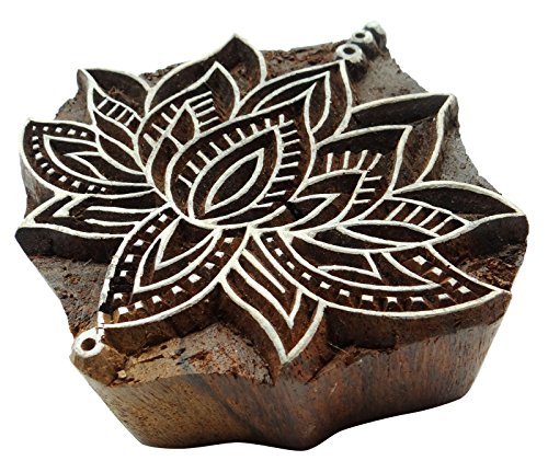 Lotus Pattern Wooden Hand Block Printing Te x tile Carved Blocks Print Stamps