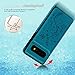 SUPWALL Compatible with Galaxy S10 Case Wallet, Case with Card Holder Embossed Butterfly Slim Folio Leather Cover Shockproof Kickstand with Credit Card Slot Protective Skin for Galaxy S10, Blue