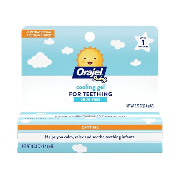 ORAJEL BABY DAYTIME COOLING GEL FOR TEETHING, DRUG-FREE, #1 PEDIATRICIAN RECOMMENDED BRAND FOR TEETHING*, ONE .33OZ TUBE