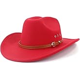 Panchitalk Western Cowboy Hat for Men and Women, Classic Wide Brim Adjustable Cowgirl Hat with Belt Buckle