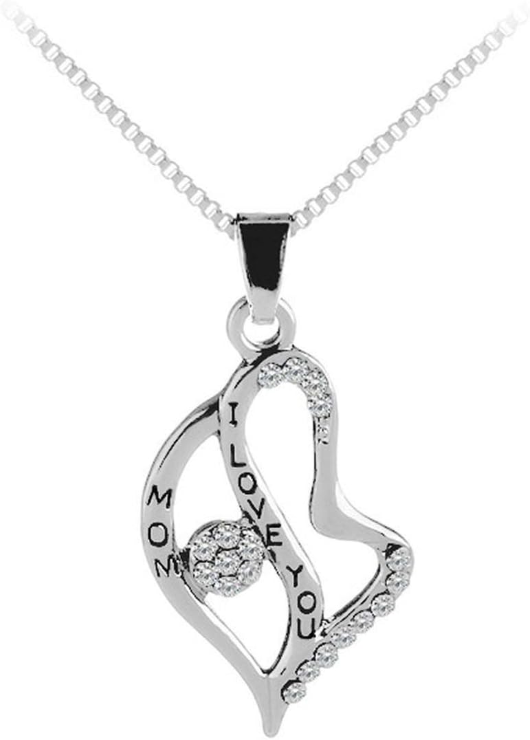 Fantacy123 Simple Personality Love Crystal Necklace Women Fashion Jewelry Silver Necklace Chain
