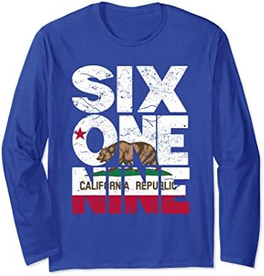 Unisex California Republic Flag Long Sleeve T Shirt - 619 Area Code XL: Royal Blue