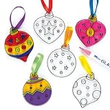 Baker Ross Christmas Tree Bauble Suncatchers for Children to Color In and Hang (Pack of 6)