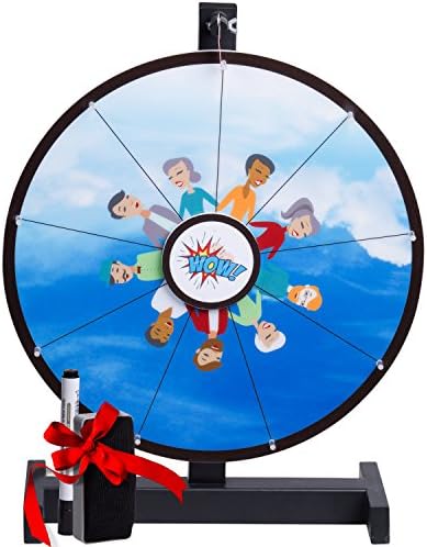 Fortune Spinning Prize Wheel 18" with 9 BIG Slots for Customizing with Dry Erase Marker. Tabletop Mount makes this Carnival Spin Game Perfect for Schools, Shops, Home, Kids, Trivia Games, Parties