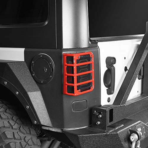Hooke Road JK Tail Light Cover Rear Taillight Guards in Red for 20072018 Jeep Wrangler JK