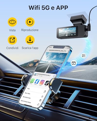 GKU Car Dash Cam 4K+1080P Front/Back Dash Cam with 5.8GHz WiFi and GPS, 3.18" Touchscreen, WDR Night Vision, 24H Parking Monitor, G-Sensor, Loop Recording, App Control