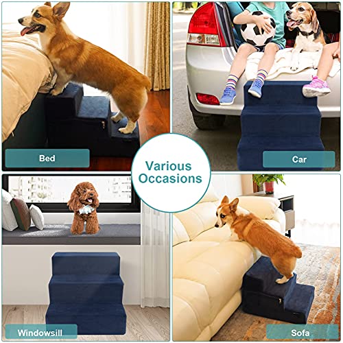WANTRYAPET 3 Tiers Pet Stairs Steps for Small Dogs and Cats, Soft Foam