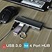 Wavlink Portable USB 3.0 Aluminum 4-Port Hub with Built in Cable 5Gbps Transmission Rates for PC Ultrabook PAD- Gray