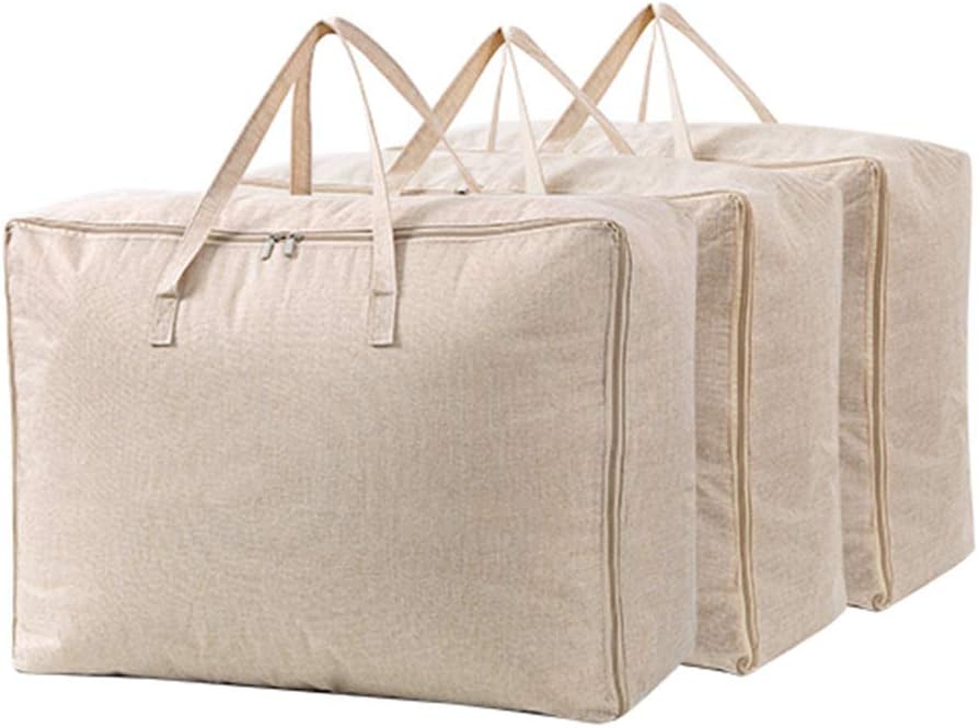 Storage Bag 3× Linen, Double Zip, Foldable, Waterproof, Breathable