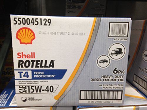 Shell 15W-40 Rotella T Triple Protection Action Heavy-Duty Diesel Engine Oil, 1 Gallon, 6 pk. (pack of 6)