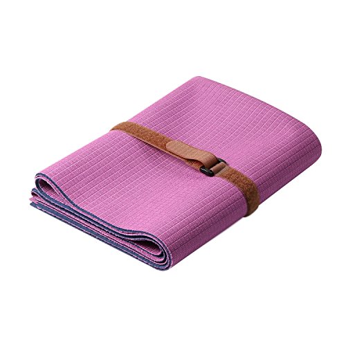 FrenzyBird 1mm Travel Yoga Mat/Towel with Mat Bind and Elastic String,Non-Slip,Light Weighted,Foldable,Eco Friendly,Ideal for Hot Yoga,Bikram,Pilates,Barre, Sweat