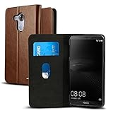 Mate 8 Case, VALKYRIE Huawei Mate 8 Flip Slim Wallet Case For Huawei Mate 8 with Card Slot Flip Cover and Stand Feature - Brown