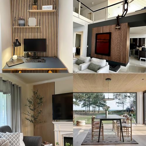 Clocell 2 Wood Slat Acoustic Panels for Wall and Ceiling - 3D Fluted Sound Absorbing Panel with Wood Finish 120 X 60