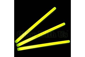 GLOW WITH US Glow Sticks Bulk Wholesale, 100 12” Yellow Industrial Grade Jumbo Light Sticks, Bright Color, Glow 14 Hrs, Safety Glow Stick w/ 3-Year Shelf Life, Ideal for Camping & Emergency, GlowWithUs Brand