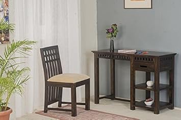 B.L Wood Furniture Sheesham Wood Kuber Computer Table with Chair for Home and Office | Wooden Study Table | Walnut Finish