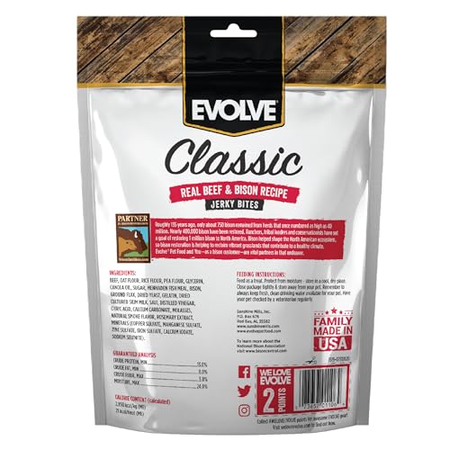 EVOLVE CLASSIC BEEF & BISON RECIPE JERKY BITES SOFT DOG TREATS | 12 OZ