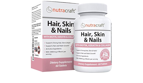 1 Hair Skin Nails Supplement With 5000mcg Of Biotin Keratin Collagen Msm Silica Hyaluronic Acid To Promote Hair Growth Stronger Nails And Glowing Skin 60 Tablets Amazon Com Au Health