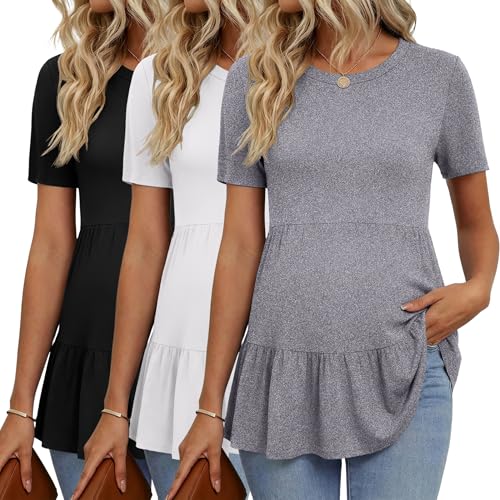 Ekouaer Women's Maternity Shirts 3 Pack