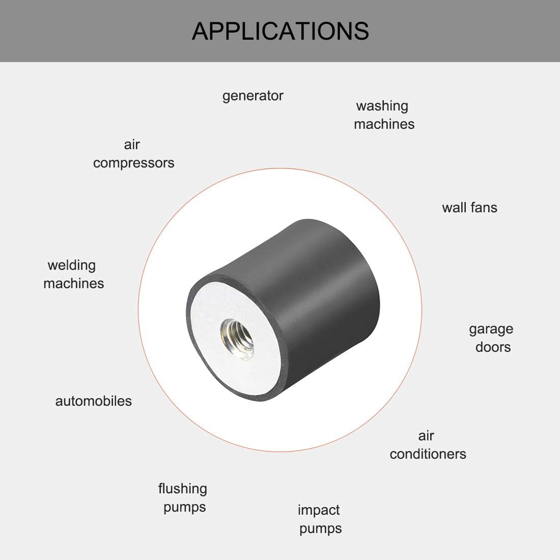 sourcing map 15 x 15mm M4 Thread Female Rubber Mounts,Vibration Isolators,Replaces Anti Vibration Pads Flat Silentblock Base Block 4pcs - Image 5