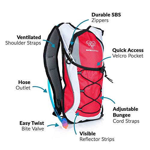Water Buffalo Hydration Backpack Pack with 2 Liter Hydration Bladder