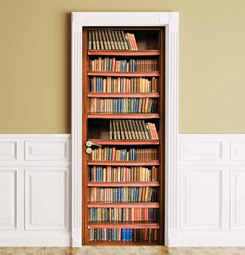 WonderlandWalls ONE Piece Sticker for Door/Wall/Fridge - Books shelfs. Peel & Stick Removable Mural, Decole, Skin, Wrap, Decal, Cover, Poster (28"x80")