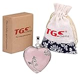 TGS Gems® 1 pcs Natural Vogue Rose Quartz Tumbled Chakra Gemstone Cover Alloy Heart-Shaped With Flower Edge Pendant For Necklace Jewelry