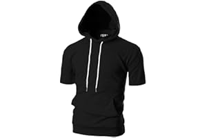 Ohoo Men's Short Sleeve Hoodie Pullover Slim Fit Lightweight Summer Hooded Sweatshirt