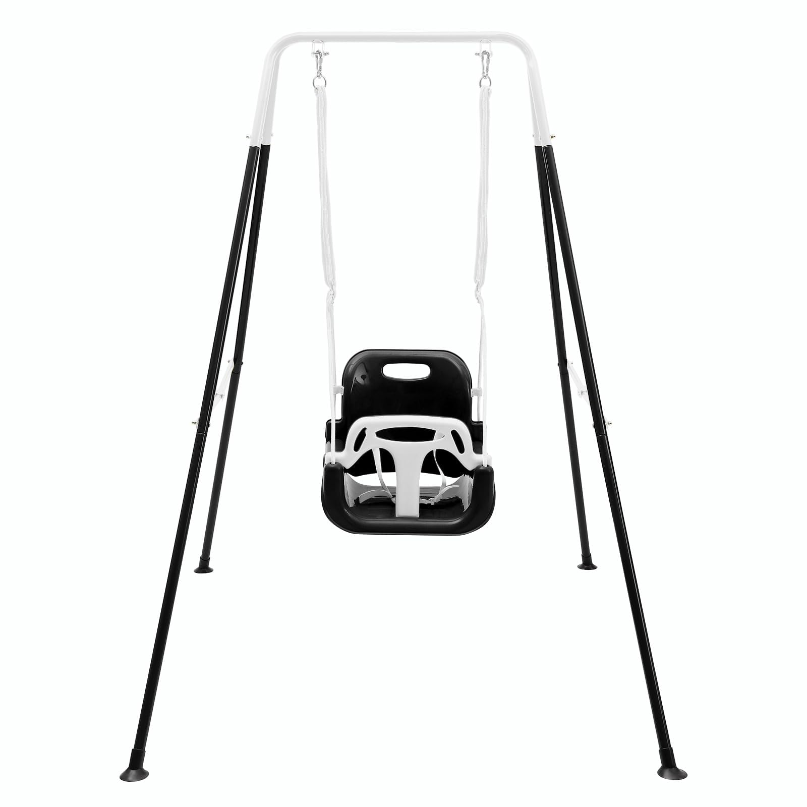 FUNLIO 3-in-1 Swing Set for Toddler with 4 Sandbags, Heavy-Duty Kid Swing Set with Safety Harness, for Backyard, Indoor/Outdoor Play, Foldable Stand & Clear Instruction, Easy to Assemble&Store - Black