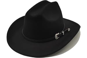 Willheoy Kids Cowboy Hat for Girls Boys Western Cowgirl Hat with Buckle Belt Unisex Wide Brim Fedora Hat Dress Up Costume