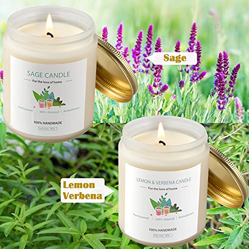 Sage Candles for Cleansing House, 2 Pack 8Oz 100 Hrs. Burning, Soy Wax