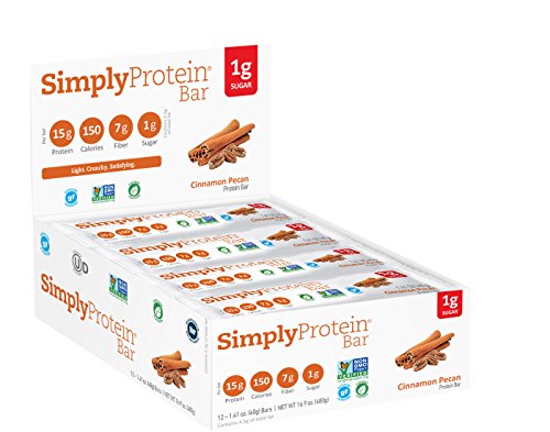 SimplyProtein Bar, Cinnamon Pecan, Pack of 12, Gluten Free, Non GMO, Vegan