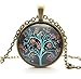 Usstore 1PC Women Pendants Life Tree Art Tree Glass Cabochon Bronze Necklace Partty Gift Alloy (C)