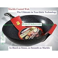 Ceramic Marble Coated Cast Aluminium Non Stick Wok 30 cm (12 inches)