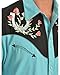 Scully Men's Rose and Horseshoe Embroidered Retro Western Shirt Turquoise Large