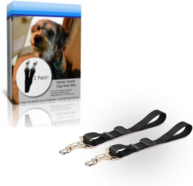 KAIZEN GOODS Dog Car Seat Belt Safety Harness for Large & Small Pets 2 Pack