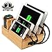 Bamboo Charging Station & Multi Device Organizer, Large Capacity Desktop Cord Organizer Dock Compatible with Smartphones iPhone iPad and Tablets-Durable and Eco-Friendly (Nature Bamboo)