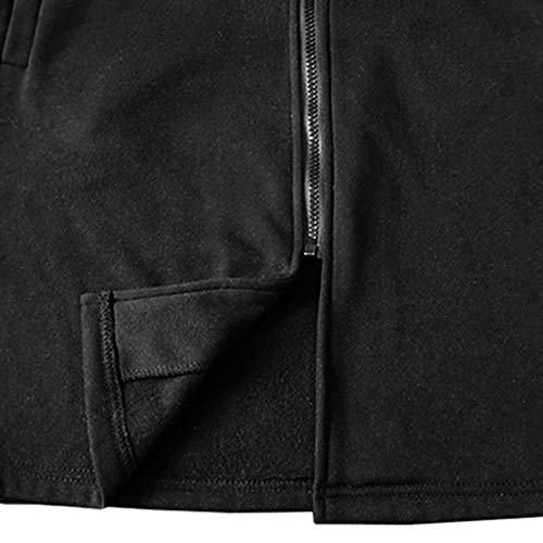 Clearance Forthery Men's Trench Coat with Hood Winter Warm Long Jacket Overcoat Cardigan(Black, US Size S = Tag M)