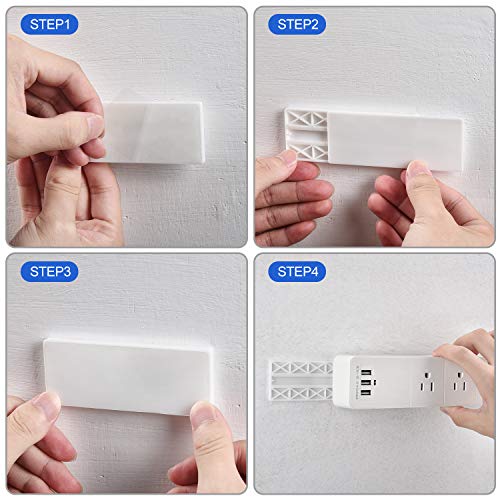 Self Adhesive Power Strip Wall Mount, Frylr No Damage Wall-mounted Fixator Holders Mount Reusable for Power Strips Cable Organizers, Photo Frame, Wall Clock, Cabinet Light, Movable(2 Pack) - Thumbnail 5
